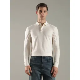 Tommy Hilfiger Off White Cotton Regular Fit Self Pattern Polo T-Shirt-picture-48