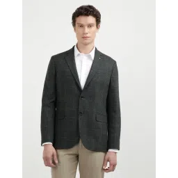 Tommy Hilfiger Olive Green Regular Fit Checks Blazers-picture-12