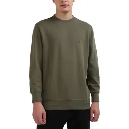 Tommy Hilfiger Olive Pure Cotton Solid Men Regular Fit Sweatshirt-picture-31