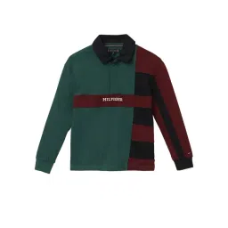 TOMMY HILFIGER Ornamental Green & Rouge & Blue Coloblock Archive Fit Polo T-Shirt-picture-21