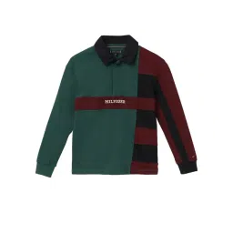 TOMMY HILFIGER Ornamental Green & Rouge & Blue Coloblock Archive Fit Polo T-Shirt-picture-16