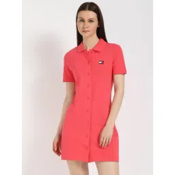 Tommy Hilfiger Pink Cotton Slim Fit Dress-picture-24