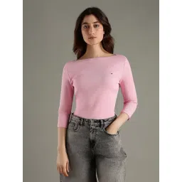 Tommy Hilfiger Pink Cotton Slim Fit T-Shirt-picture-25