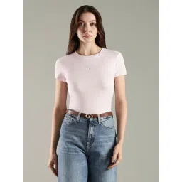 Tommy Hilfiger Pink Cotton Slim Fit T-Shirt-picture-26