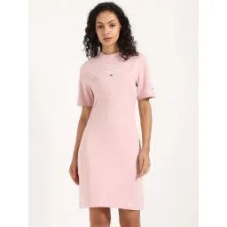 Tommy Hilfiger Pink Cotton Solid A-Line Dress-picture-30