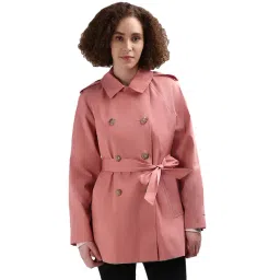 TOMMY HILFIGER Pink Cotton Solid Trench Coat-picture-36