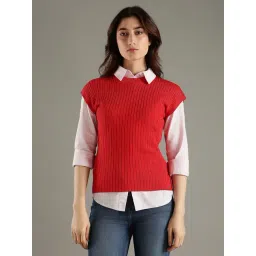 TOMMY HILFIGER Primary Red Slim Fit Cotton Crew Neck Sweater-picture-40