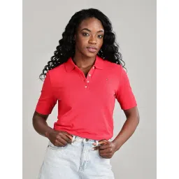TOMMY HILFIGER Primary Red Solid Polo T-Shirt-picture-32