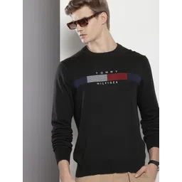 Tommy Hilfiger Pure Cotton Self Striped Embroidered Pullover Sweaters-picture-31