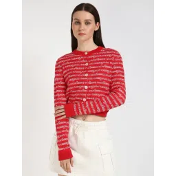 TOMMY HILFIGER Red Cotton Print Full Sleeves Cardigan-picture-38