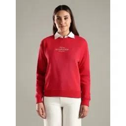 Tommy Hilfiger Red Cotton Regular Fit Logo Printed Sweatshirt-picture-41