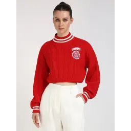 TOMMY HILFIGER Red Cotton Solid Full Sleeves Sweater-picture-21