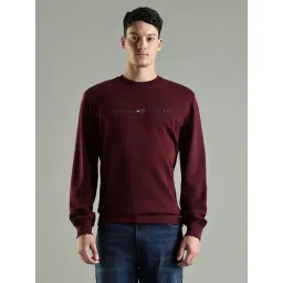 TOMMY HILFIGER Red Embroidered Logo Regular Fit Cotton Sweatshirt-picture-22