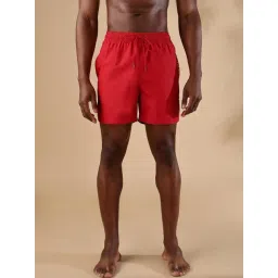 TOMMY HILFIGER Red Polyester Regular Fit Solid Shorts-picture-40