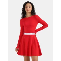 Tommy Hilfiger Red Solid A-Line Dress image 1