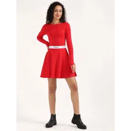 Tommy Hilfiger Red Solid A-Line Dress image 5