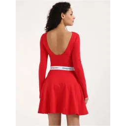 Tommy Hilfiger Red Solid A-Line Dress image 2