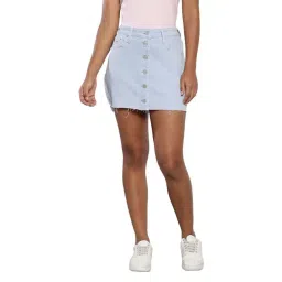TOMMY HILFIGER Sky Blue Cotton Mini Skirt-picture-45