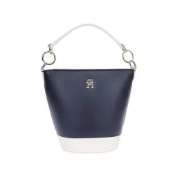 TOMMY HILFIGER Space Blue & Calico Color Block PU Bucket Bag-picture-13