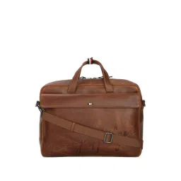 Tommy Hilfiger Tan Leather Large Laptop Messenger Bag-picture-43