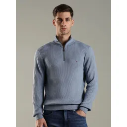 Tommy Hilfiger Textured Mock Collar Cotton Pullover Sweater-picture-10