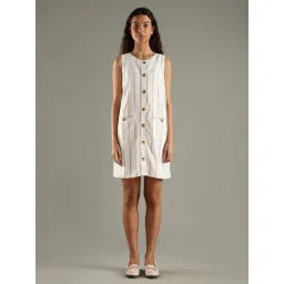 TOMMY HILFIGER Th Optic White Cotton Round Neck A-Line Dress-picture-12