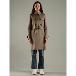 TOMMY HILFIGER Tundra Brown Slim Fit Cotton Shirt Collar Trench Coat-picture-36