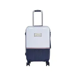 TOMMY HILFIGER Twins Pro White & Navy 8 Wheels Small Hard Cabin Trolley Bag-picture-34