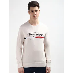 Tommy Hilfiger Typography Embroidered Round Neck Long Sleeves Pure Cotton Pullover Sweater-picture-31