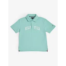 Tommy Hilfiger Typography Printed Polo Collar Cotton T-shirt-picture-41