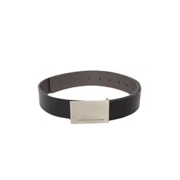 Tommy Hilfiger Unisex Black & Grey Textured Reversible Leather Belt-picture-19