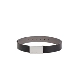 Tommy Hilfiger Unisex Black & Grey Textured Reversible Leather Belt-picture-17