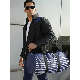 Tommy Hilfiger Unisex Navy Blue & White Striped Duffel Bag-picture-18