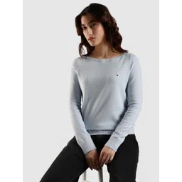 Tommy Hilfiger Usa Women Boat Neck Cotton Pullover-picture-22