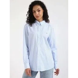 Tommy Hilfiger Vessel Blue Cotton Relaxed Fit Striped Shirt-picture-39