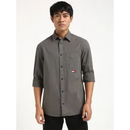 Tommy Hilfiger Washed Black Cotton Regular Fit Shirt-picture-18