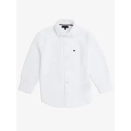 TOMMY HILFIGER White Boys Solid Regular Fit Seersucker Woven Shirt-picture-41