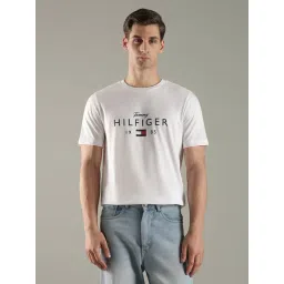 Tommy Hilfiger White Cotton Regular Fit Logo Printed T-Shirt-picture-47
