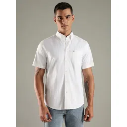Tommy Hilfiger White Cotton Regular Fit Striped Shirt-picture-44