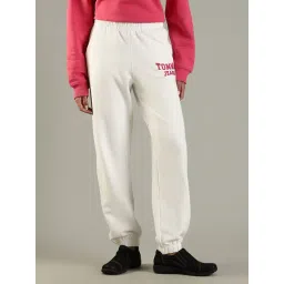 Tommy Hilfiger White Cotton Relaxed Fit Logo Printed Joggers-picture-32
