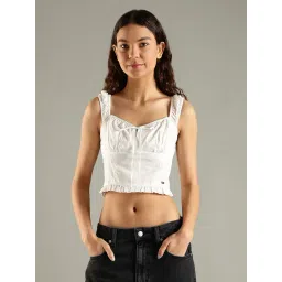 Tommy Hilfiger White Cotton Slim Fit Crop Top-picture-21