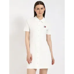 Tommy Hilfiger White Cotton Slim Fit Dress-picture-16