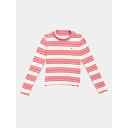 Tommy Hilfiger White Cotton Slim Fit Striped T-Shirt-picture-41