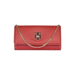 TOMMY HILFIGER Wine Bruce Cameo Textured Flap Wallet with Sling-image-15