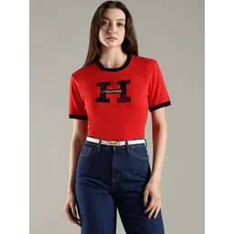 Tommy Hilfiger Women Brand Logo Printed Applique T-shirt-picture-38