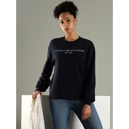 Tommy Hilfiger Women Brand Logo Printed Round Neck Long Sleeves Cotton Pullover Sweaters-picture-21