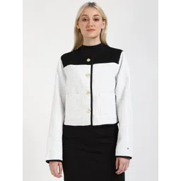 Tommy Hilfiger Women Collarless Colourblocked Casual Tailored Jacket-picture-36