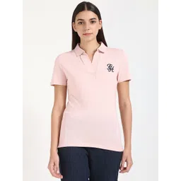Tommy Hilfiger Women Polo Collar Applique Slim Fit T-shirt-picture-30