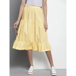 Tommy Hilfiger Women Pure Cotton Tiered A-Line Midi Skirt-picture-18