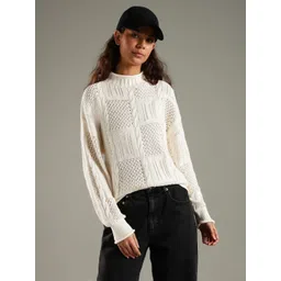 Tommy Hilfiger Women Relaxed Fit High Neck Cable Knit Pullover Sweater-picture-29